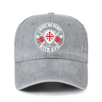 Heritage Washed Cap - Make No Peace with Evil Knight Templar Jerusalem Cross