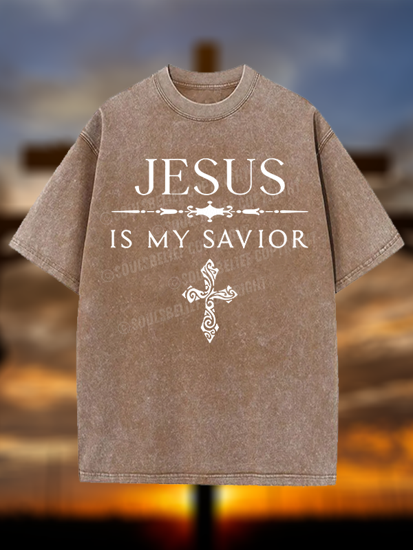 Jesus Is My Savior Christian Washed T-Shirt