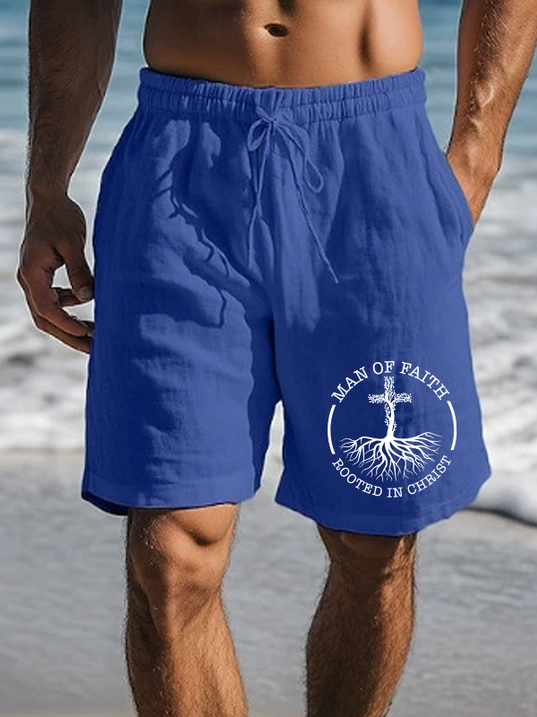 Man of Faith Rooted in Christ Christian Beach Shorts