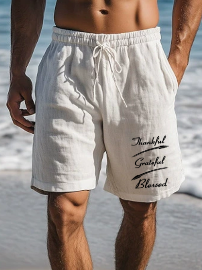 Thankful Grateful Blessed Christian Beach Shorts