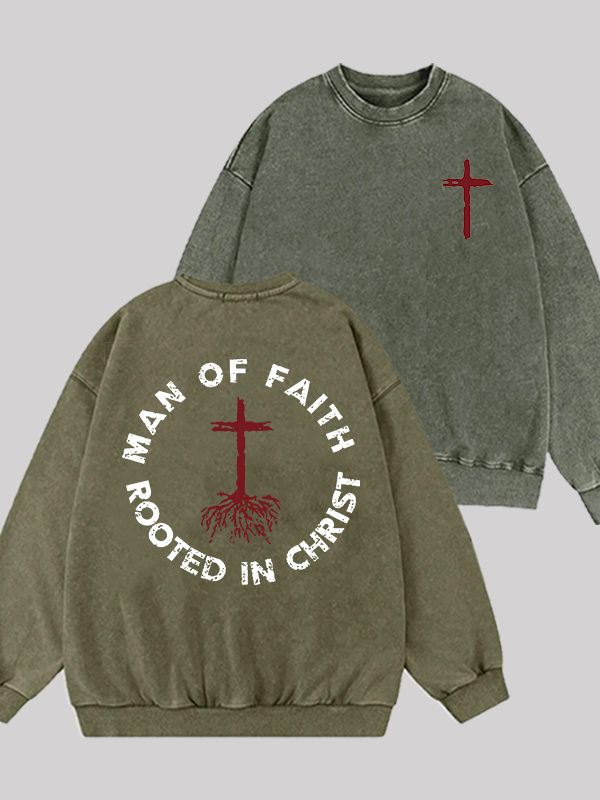 Man of Faith  Jesus God Christian Washed Sweatshirt