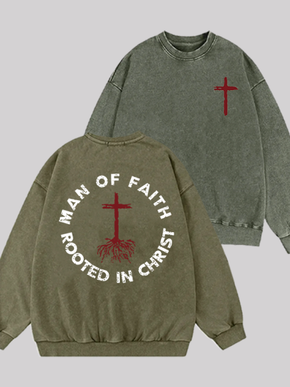 Man of Faith  Jesus God Christian Washed Sweatshirt