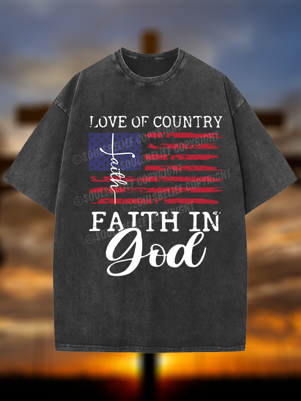 Faith In God Christian Washed T-Shirt