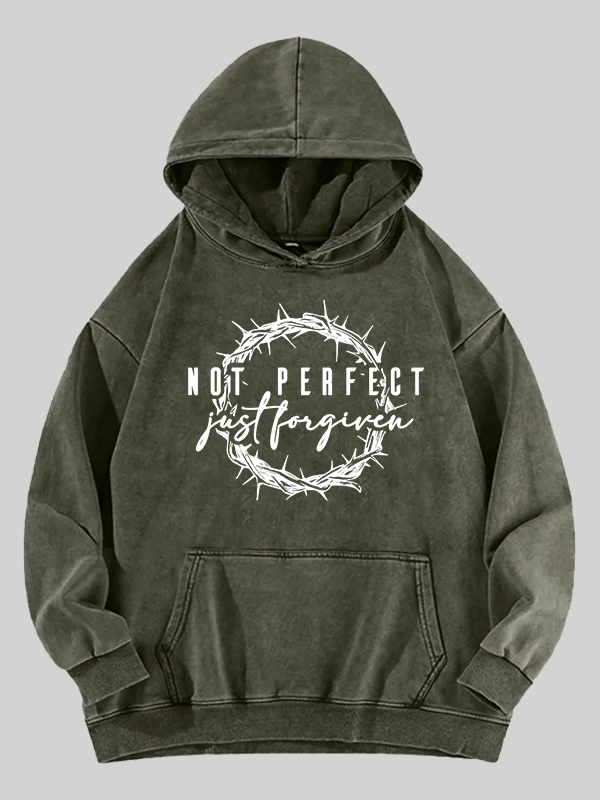 Not Perfect Just Forgiven Religious Jesus God Christian Washed Hoodie