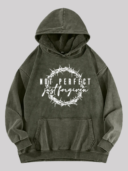Not Perfect Just Forgiven Religious Jesus God Christian Washed Hoodie