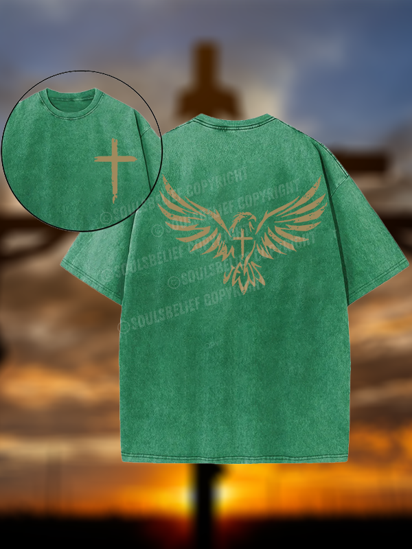 Wings Like Eagles Christian Washed T-Shirt