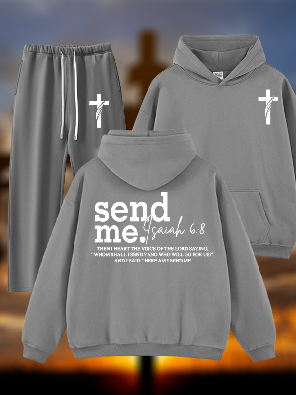 Send Me Isaiah 6:8 Jesus God Christian Plush Fleece-Lined Hoodie Set