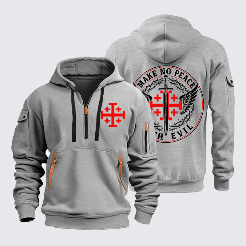 Zipper Hoodies - Make No Peace with Evil Jerusalem Cross