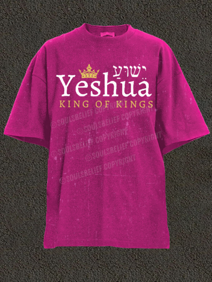 Yeshua King Of Kings  Christian Washed T-Shirt