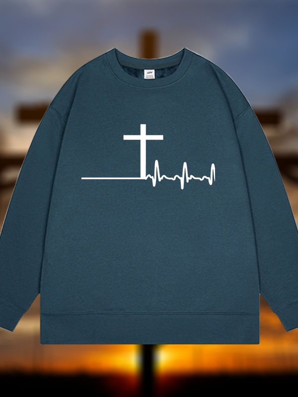 ECG Cross Jesus God Christian Sweatshirt