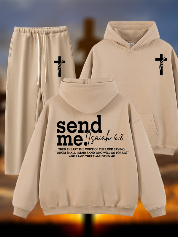 Send Me Isaiah 6:8 Jesus God Christian Plush Fleece-Lined Hoodie Set