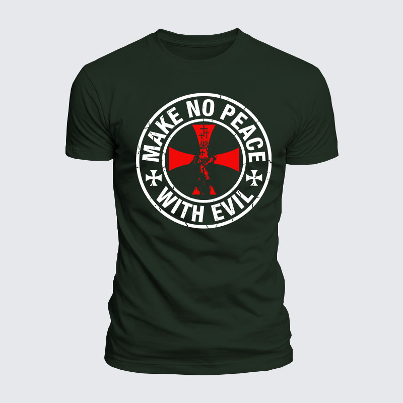 Luxe Mercerized Cotton Tee - Make No Peace with Evil Knight Templar Cross