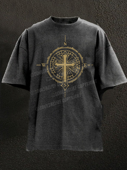 Cross Compass Christian Washed T-Shirt