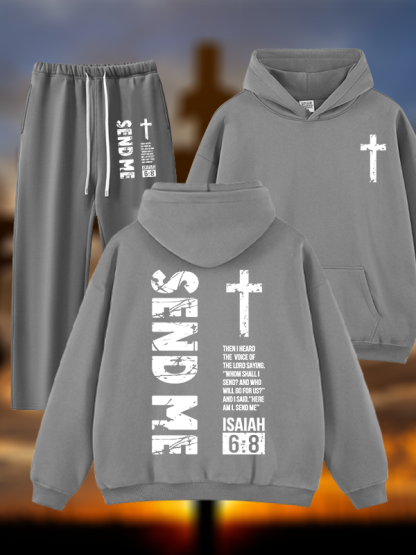 Send Me Isaiah 6:8 Jesus God Christian Plush Fleece-Lined Hoodie Set