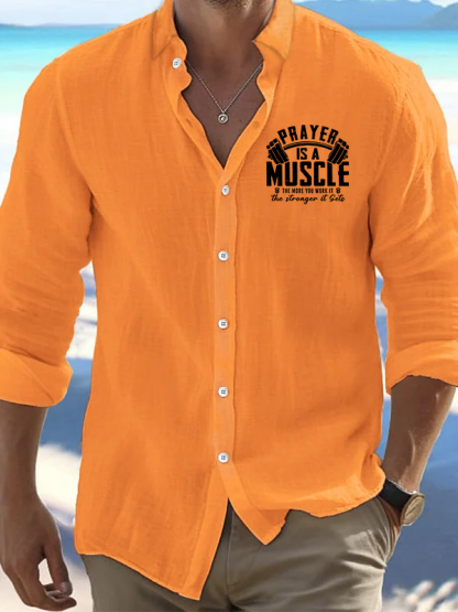 Prayer Is A Muscle Cross Christian Resort Casual Shirt