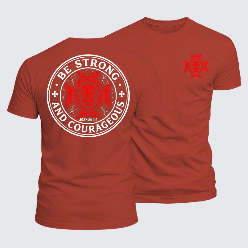 [Copy]Luxe Mercerized Cotton Tee - Be Strong And Courageous Lion Joshua 1:9