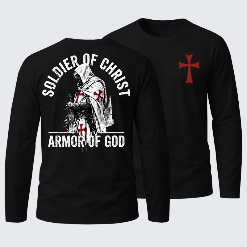 Soldier of Christ Armor Of God Crusader Spirit Cotton Long Sleeve T-Shirt
