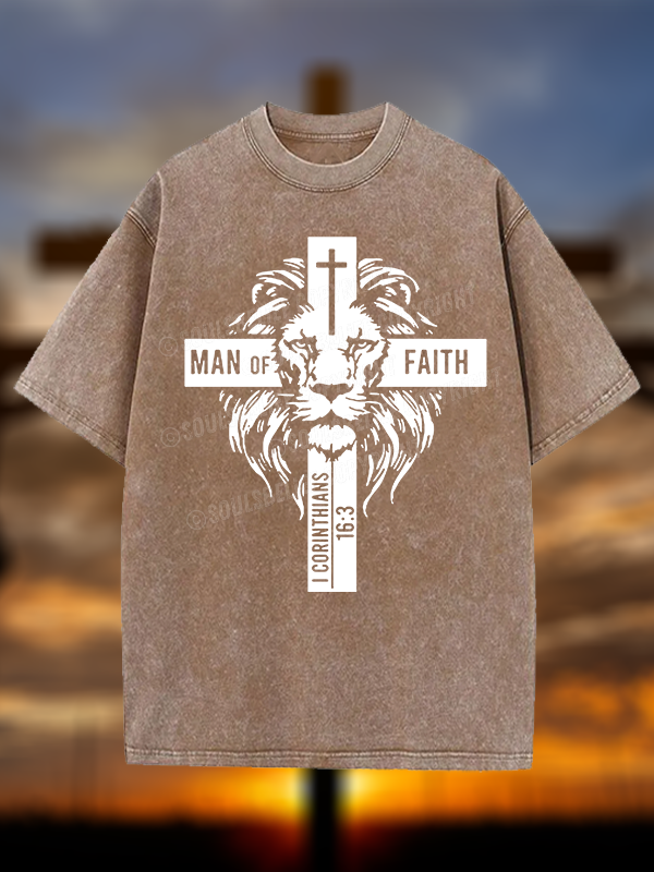 Man of Faith Christian Washed T-Shirt