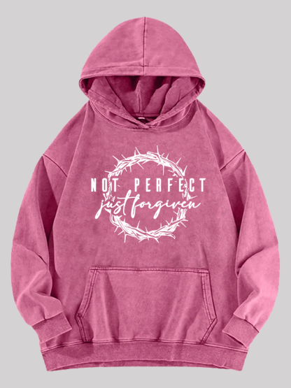 Not Perfect Just Forgiven Religious Jesus God Christian Washed Hoodie
