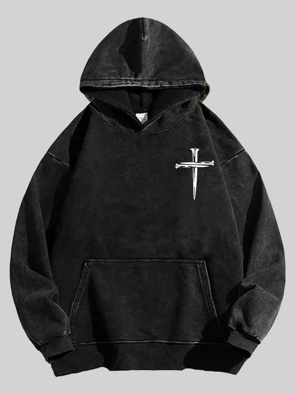 Cross Jesus God Christian Washed Hoodie