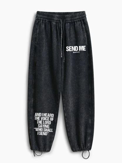 Send Me Isaiah 6:8 Jesus God Christian Washed Sweatpants