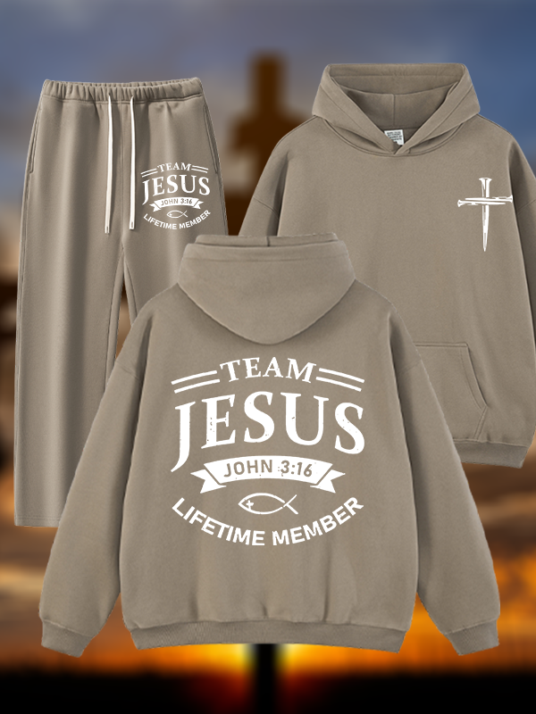 Jesus Team Jesus God Christian Plush Fleece-Lined Hoodie Set