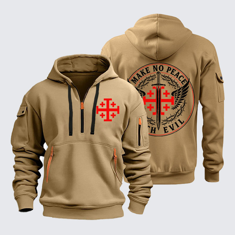 Zipper Hoodies - Make No Peace with Evil Jerusalem Cross