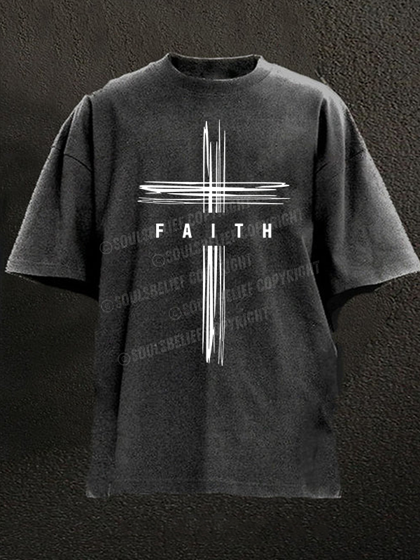 Faith Cross Christian Washed T-Shirt