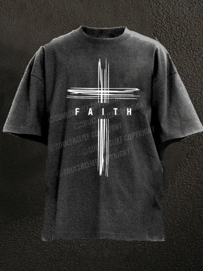 Faith Cross Christian Washed T-Shirt