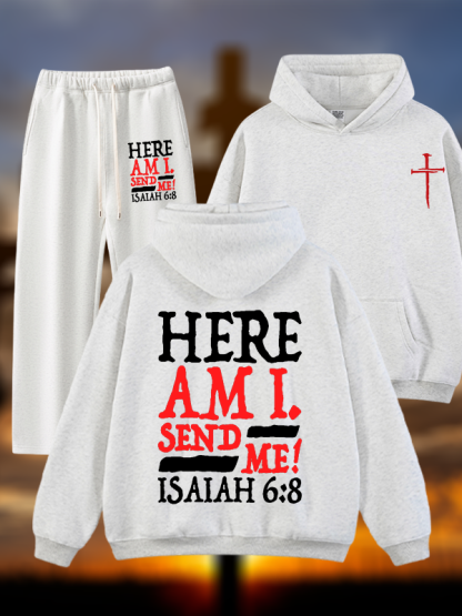 Isaiah 6:8 Send Me! Jesus God Christian Plush Fleece-Lined Hoodie Set