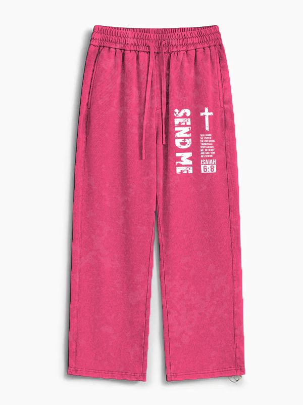 Send Me Isaiah 6:8 Jesus God Christian Washed Sweatpants