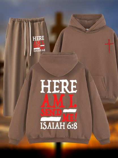 Isaiah 6:8 Send Me! Jesus God Christian Plush Fleece-Lined Hoodie Set