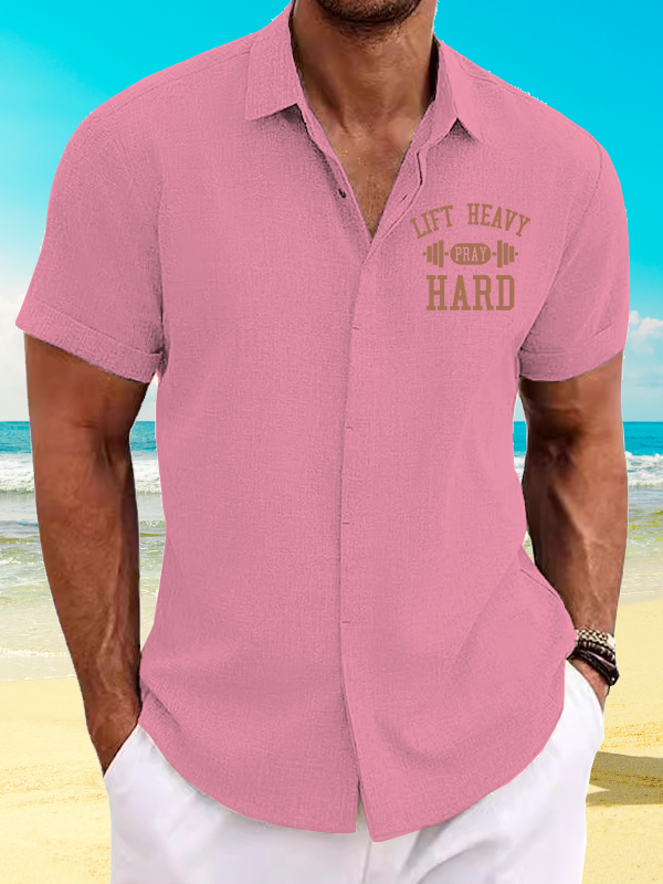 Lift Heavy Pray Hard Jesus God Christian Short Sleeve Shirt