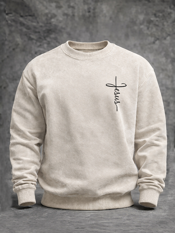Jesus Cross Jesus God Christian Washed Sweatshirt