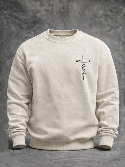 Jesus Cross Jesus God Christian Washed Sweatshirt
