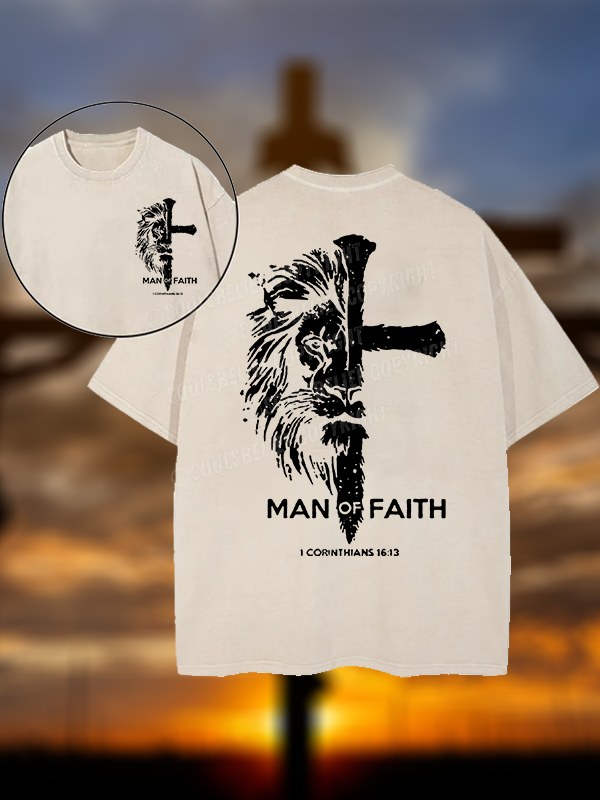 Man of Faith Christian Washed T-Shirt