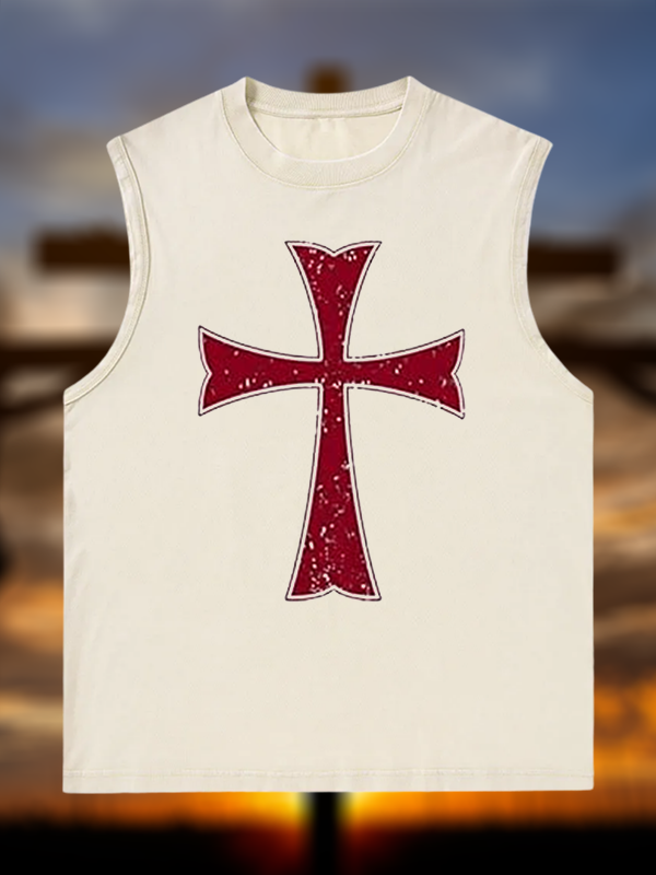 Knights Templar Crusader Cross Jesus God Christian Washed Tank