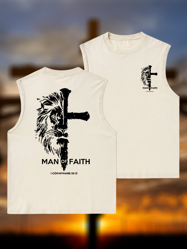 Man of Faith  Jesus God Christian Washed Tank