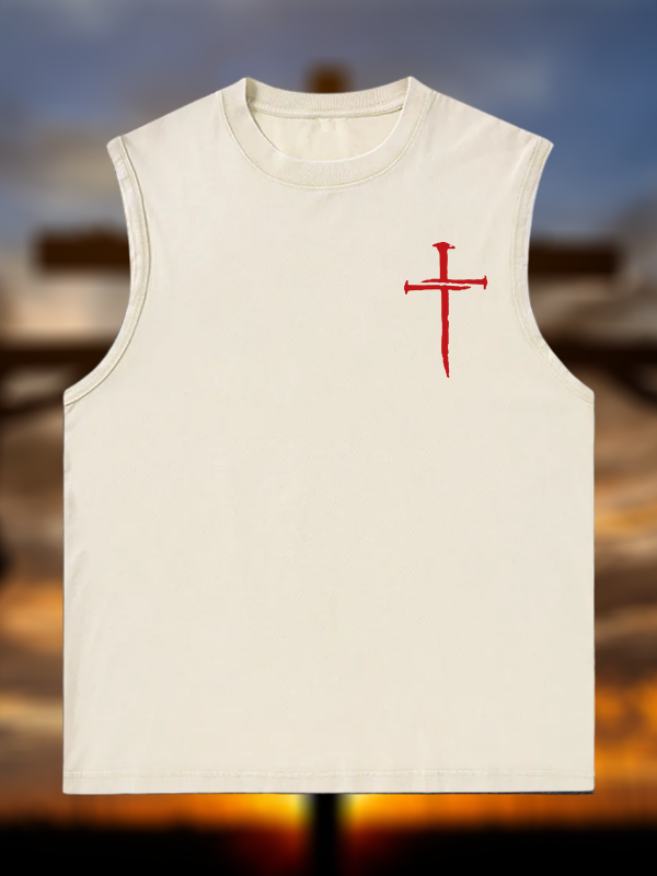 Red Cross Jesus God Christian Washed Tank