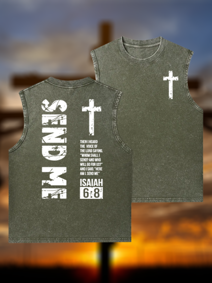 Send Me Isaiah 6:8 Jesus God Christian Washed Tank