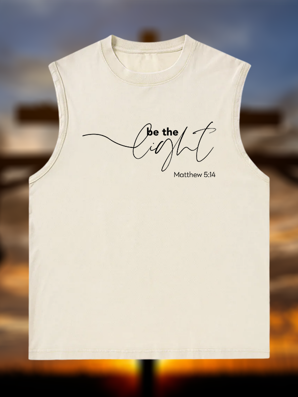 Be The Light Jesus God Christian Washed Tank