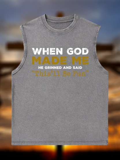 When God Made Me Jesus God Christian Washed Tank