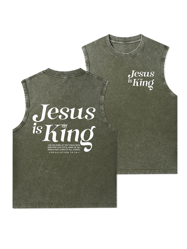 Jesus Is King Christian Washed Tank