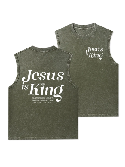 Jesus Is King Christian Washed Tank