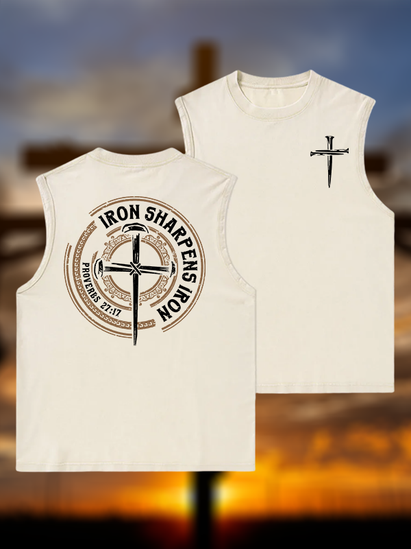 Iron Sharpens Iron - Proverbs 27:17 Jesus God Christian Washed Tank