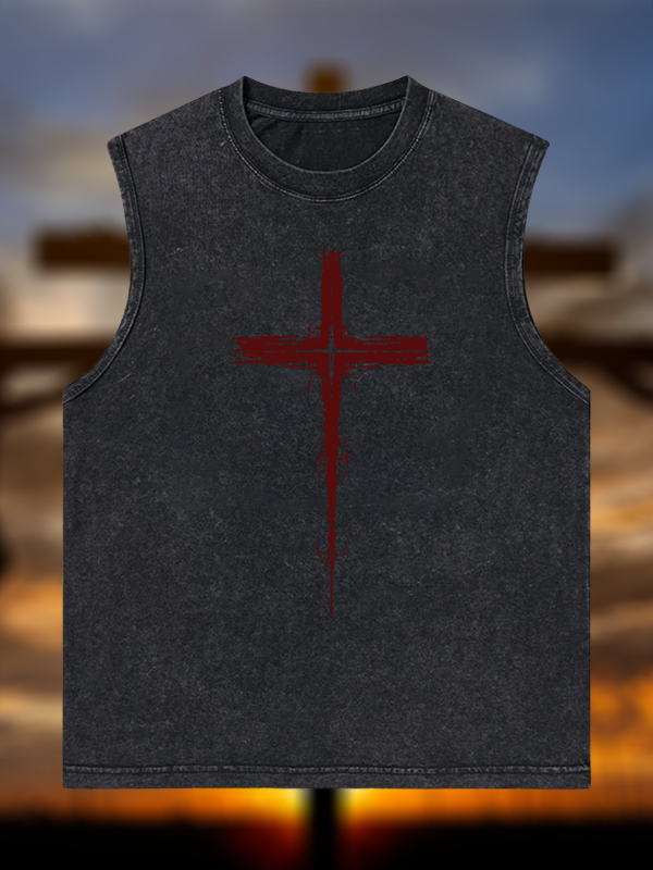 Light of Cross Jesus God Christian Washed Tank