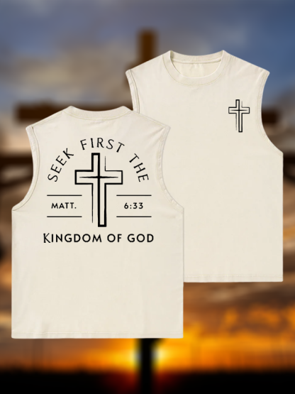 Seek First The Kingdom Of God Jesus God Christian Washed Tank
