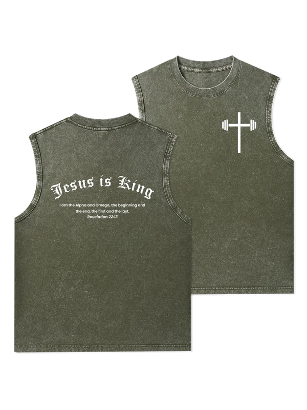 Jesus Is King  Christian Washed Tank