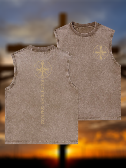 Faith Is My Compass Jesus God Christian Washed Tank