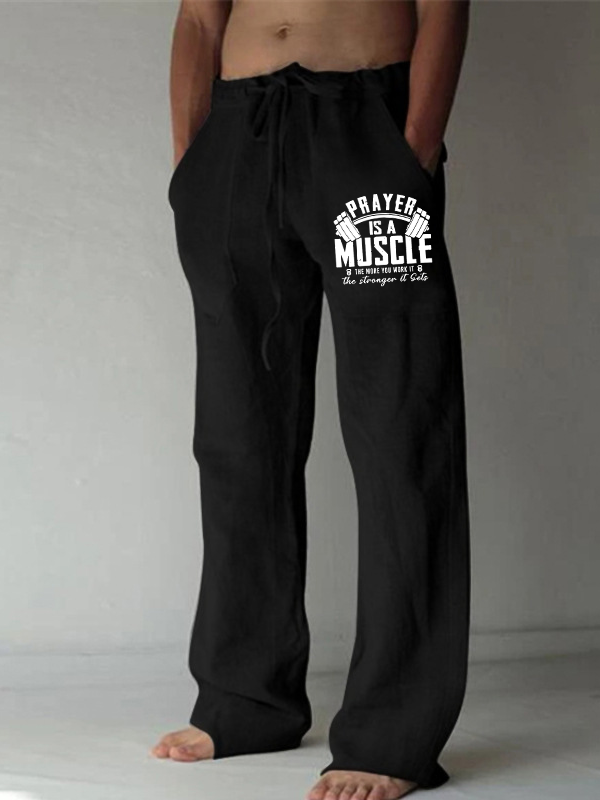 Prayer Is A Muscle Cross Christian Beach Pants